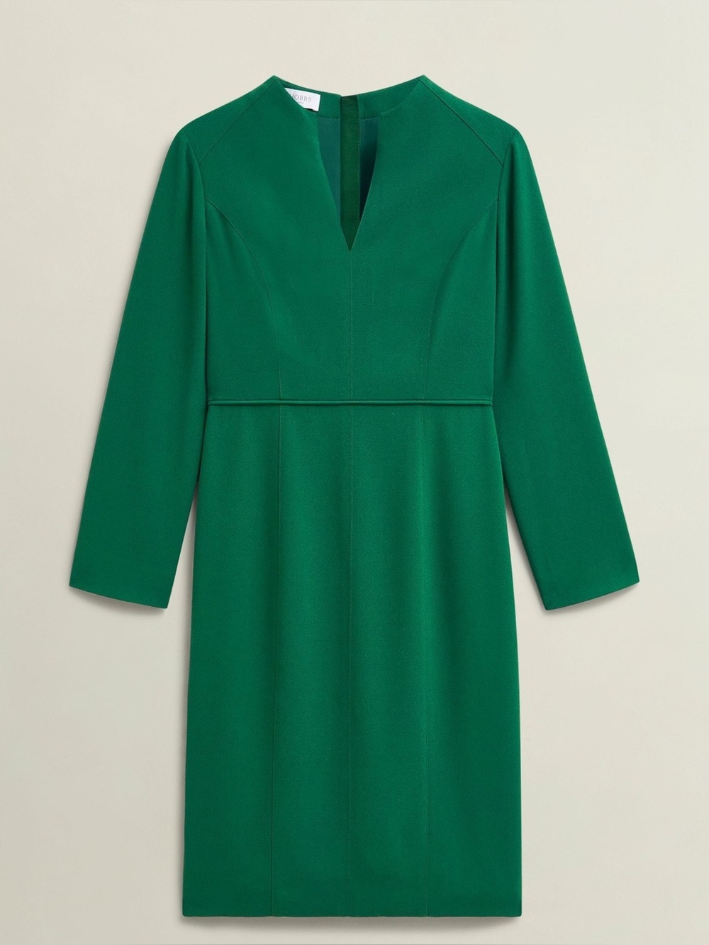 Green V-Neck Long Sleeve Sheath Dress